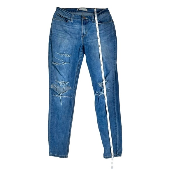 Levi’s High Waisted Medium Wash Blue Ripped Distressed Skinny Jeans Size 30 - Picture 12 of 14